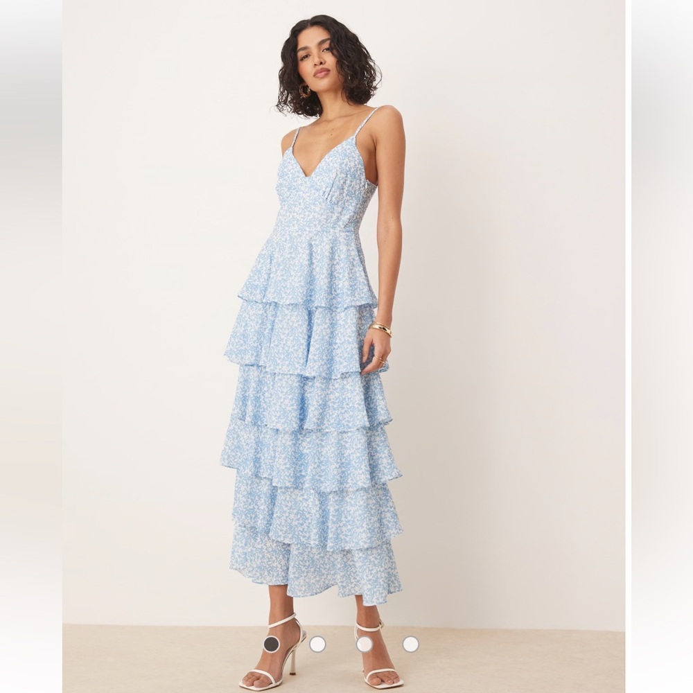 Blue Ruffle Maxi Dress - Picture 5 of 11